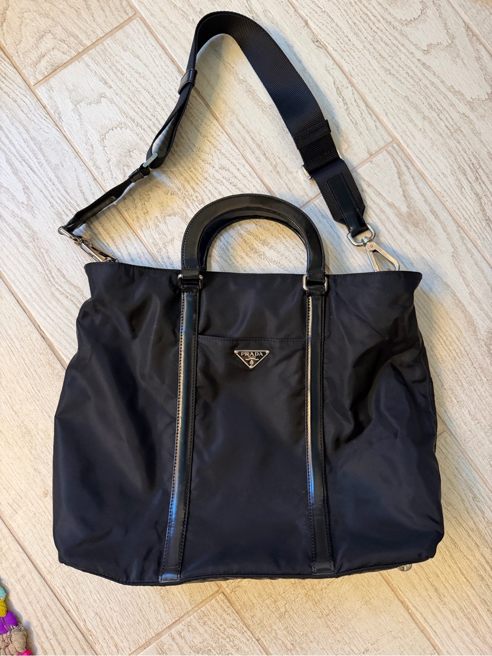Prada Black Nylon Messenger Bag with Detachable Strap
